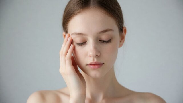 Young Woman Touching Her Temple Experiencing Headache or Stress