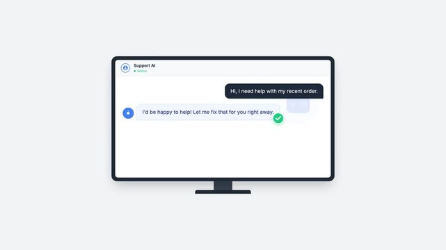 Seamless online support experience AI chatbot on screen assisting with customer order inquiries.