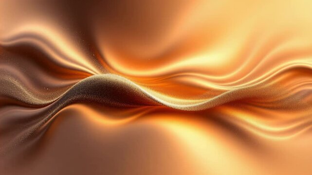 Elegant, smooth golden waves flowing with a shimmering, metallic bronze and copper texture