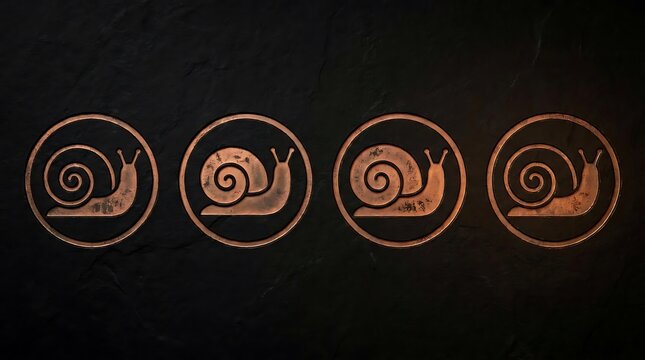 Stylized snail spiral shell outline logo icons.