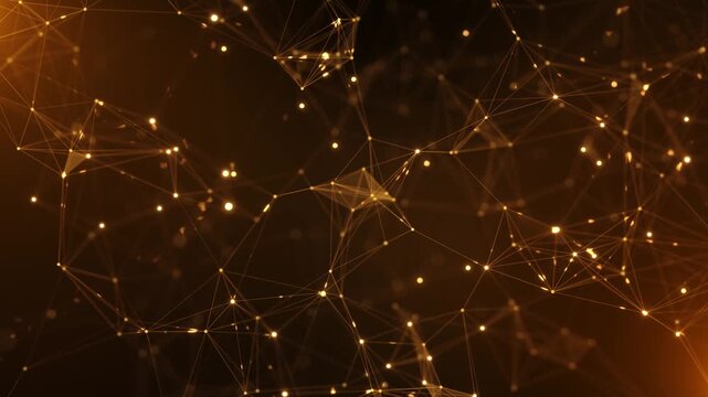 Glowing amber nodes form complex interconnected digital mesh, artificial intelligence, machine learning, distributed computing, secure communication, enterprise infrastructure advanced data processing