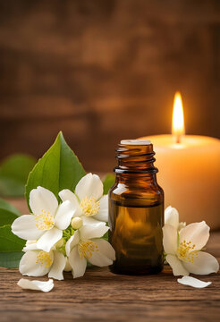 Aromatherapy and wellness with jasmine essential oil, natural spa treatment, and relaxation with candle light
