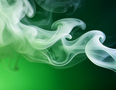 a mesmerizing swirl of white smoke against a vibrant green gradient background