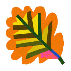 Fototapeta premium PNG Colorful abstract leaf illustration with geometric shapes.