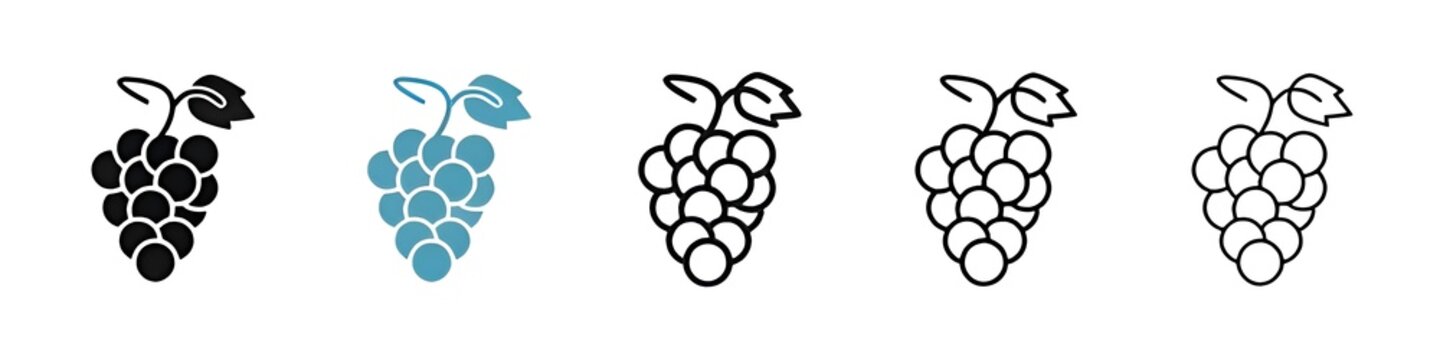 Grape vector icon set. grapevine fruit plant vector symbol. agriculture berry pictogram for UI designs. Thin line customizable illustration. Symbol. Vector isolated outline drawing. Editable stroke 