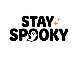 Stay Spooky Halloween Typography Vector with Cute Ghost Design © AxisPattern