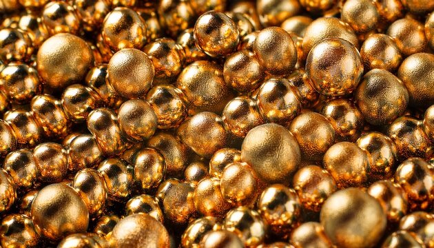 golden magnetic balls arrayed in pattern macro shot