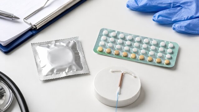 An Overview of Contraceptive Methods Featuring Birth Control Pills, IUD, and Protective Accessories for Family Planning and Reproductive Health