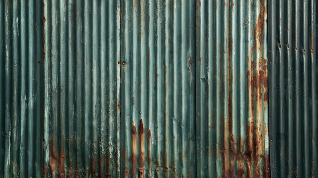 Weathered Corrugated Metal Wall with Rust Texture