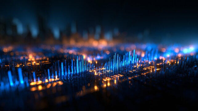 Abstract Big Data Visualization Glowing Futuristic Tech Background