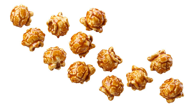 PNG caramel popcorn kernels scattered isolated on transparent background