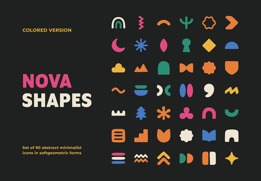 Nova Abstract Shapes Colored Elements for Graphic and Branding Design