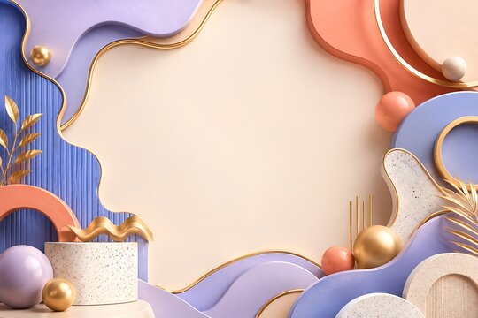 pastel abstract frame, gold accent, abstract frame, pastel colors, elegant frame, luxury design, decorative border, abstract background, modern frame, contemporary design, minimalist frame, pastel bac
