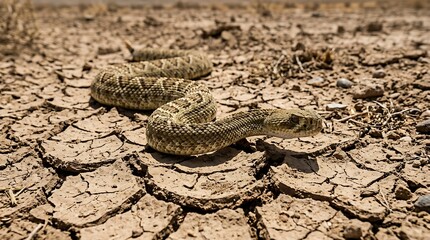 Obraz premium Desert tortoise resting on arid ground.