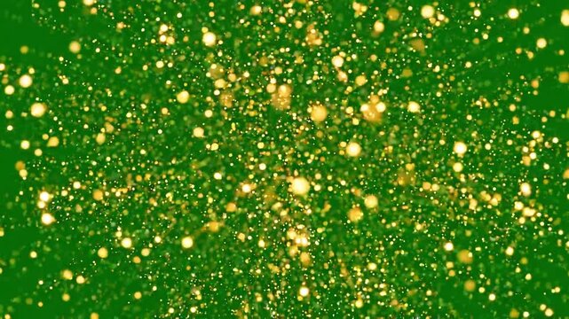 Golden Glitter Particle Explosion on Green Screen Chroma Key Background
