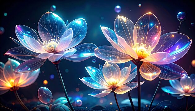 Abstract cosmic energy spheres with glowing light trails.