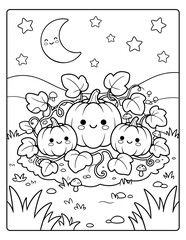 Fototapeta premium Mini Pumpkin Patch Coloring Pages For Adults And Kids 