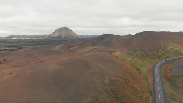 Beautiful Icelandic landscape from Myvatn lookout above the
