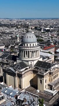 Pantheon In Paris Ile De France France. Futuristic Skyscraper Is Towering Over The Downtown City. Cities Of The World Landscape. Landmark Town. Paris ile de france.