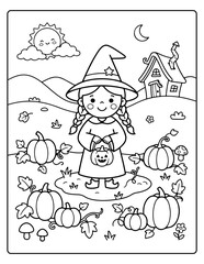 Fototapeta premium Mini Pumpkin Patch Coloring Pages For Adults And Kids 
