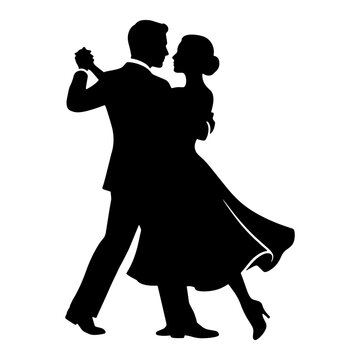 Silhouette of an elegant couple ballroom dancing