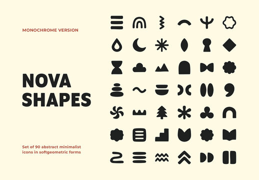 Nova Abstract Shapes Monochrome Elements for Graphic and Branding Design