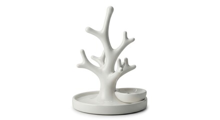 Fototapeta premium Elegant White Jewelry Holder Tree Design.