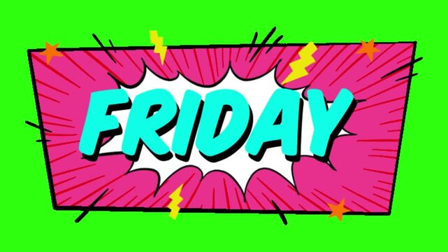 Friday Comic Text Animation on Green Screen