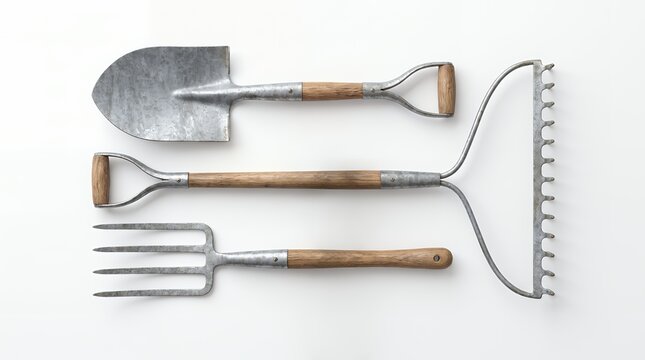 garden tools isolated on white