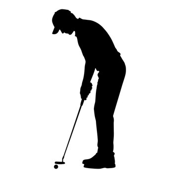 Silhouette of a golfer putting a golf ball