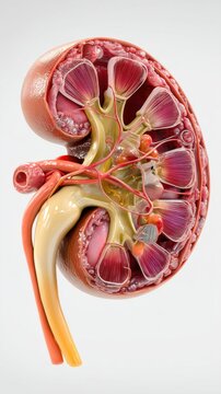 Human Kidney Cross Section Anatomy Illustration
