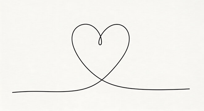 Minimalist continuous line drawing of two intertwined hearts symbolizing love and connection emphasizing simplicity and