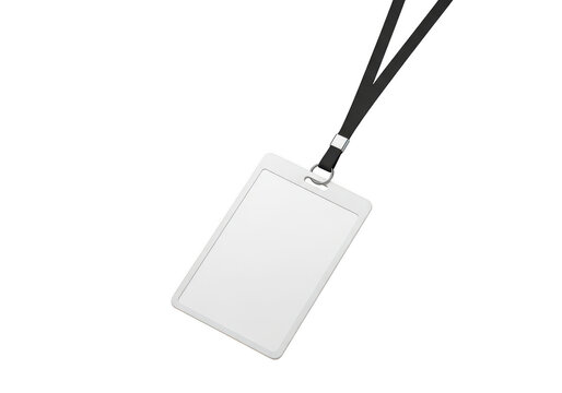 Blank white visitor pass on lanyard isolated on transparent background