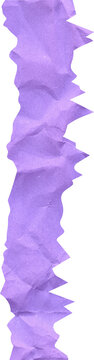 Purple torn paper strip with crumpled texture and jagged edges realistic paper scrap for collage and graphic design elements lavender violet color