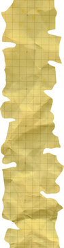 Torn Strip of Vintage Yellowed Graph Paper with Crumpled Texture and Ripped Edges for Retro Message or Note Design