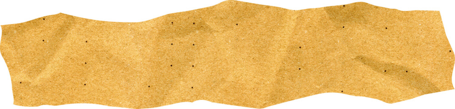 Brown kraft paper strip torn and crumpled texture with ragged edges and rough surface for creative collage and vintage scrapbooking elements