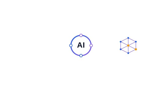 AI Data Visualization Icons and Neural Network Graphics in Motion.