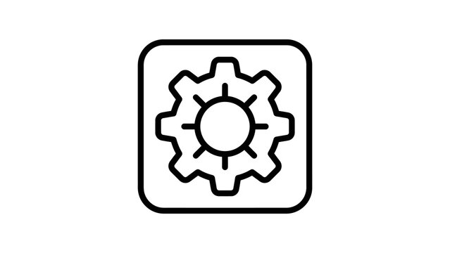 Industrial gear button icon black outline for system setup interface.