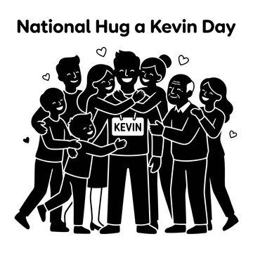 People happily embracing and celebrating national hug a kevin day with affection