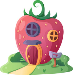 Naklejka premium Fantasy Fairy Strawberry House