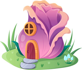 Naklejka premium Fantasy Fairy Rose Flower House