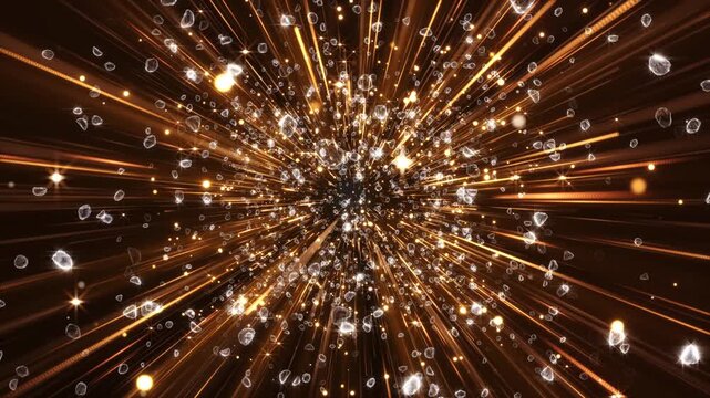 Dynamic high-speed explosion effect with illuminated debris, sparks and outward motion, suitable for dramatic intros, VFX composites, game trailers, transitions and energetic backgrounds.