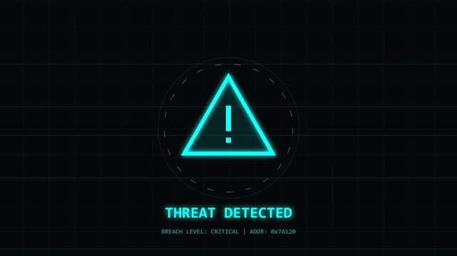 Digital glitch system alert and threat detected interface animations
