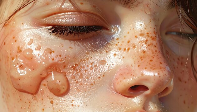 Close up of a persons eye with severe infection.