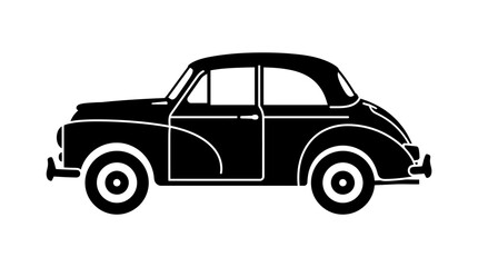 Obraz premium Classic car black silhouette icon on white background.