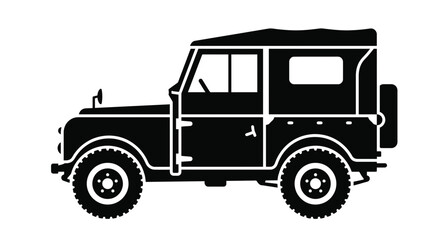 Vintage off-road 4x4 vehicle black silhouette vector icon © Queen