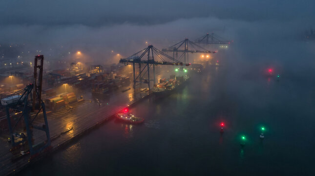 Digital Supply Chain Network over Glowing Cargo Port