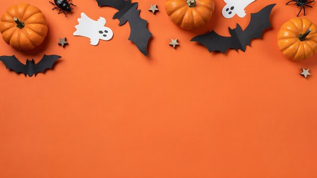 Halloween Decorations with Pumpkins and Ghost Cutouts for Festive Mood
