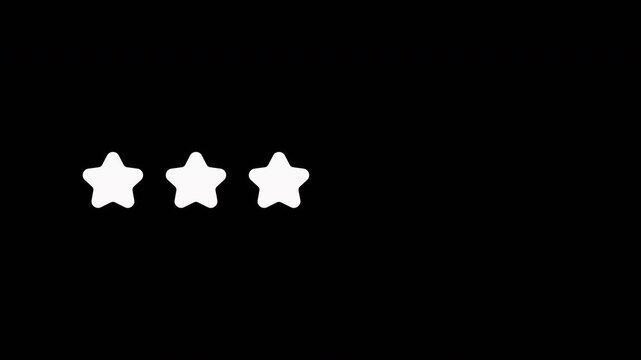 Ratting five star icon animation. Customer satisfaction feedback 5 stare review icon motion. Top rating five star customer feedback icon 4k video footage.
