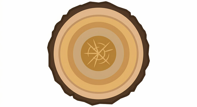 Cross section of tree trunk with growth rings vector illustration isolated on white